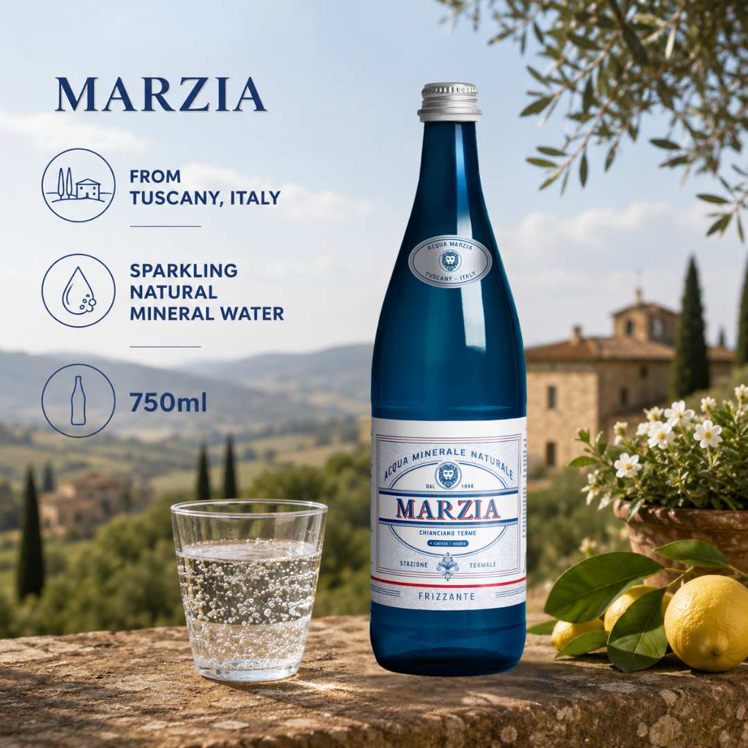 Marzia Sparkling Mineral Water (750ml) Glass – 6 Pack - Image 2